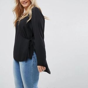 Black wrap dip back top